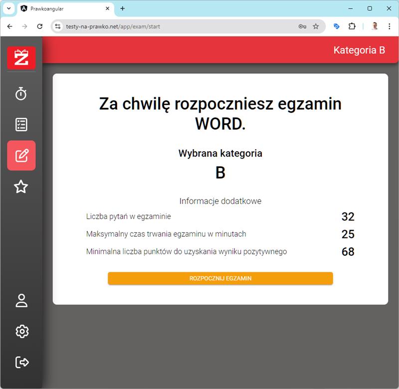 Aplikacja testy na prawko jazdy - egzamin word online