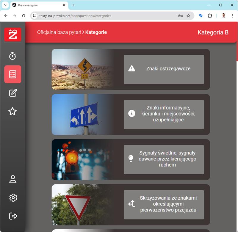 Program testy na prawo jazdy - Oficjalna baza pytań